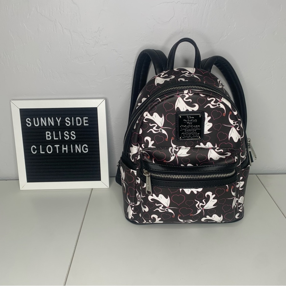 Loungefly NBC Zero Hearts Mini Backpack Disney Exclusive Pink Heart Print